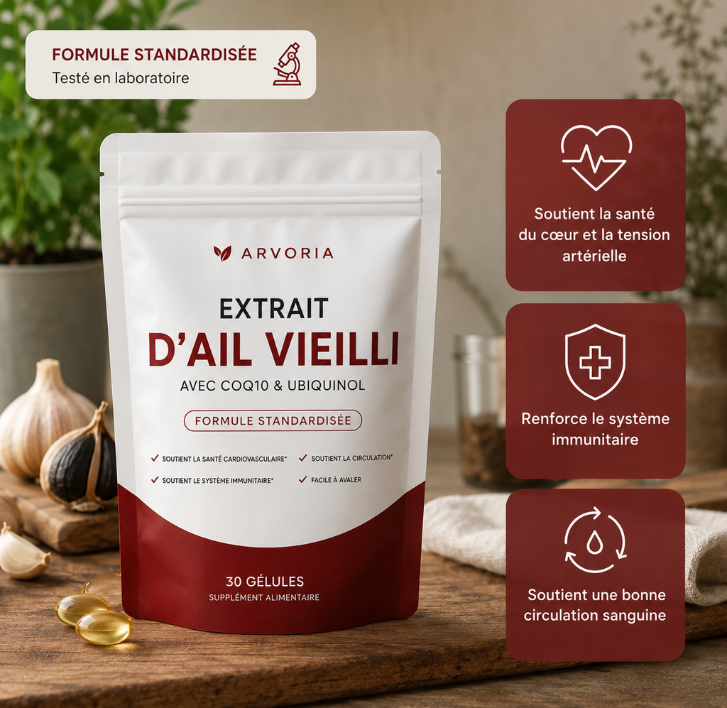 Sachet Arvoria extrait d'ail vieilli, 30 gélules
